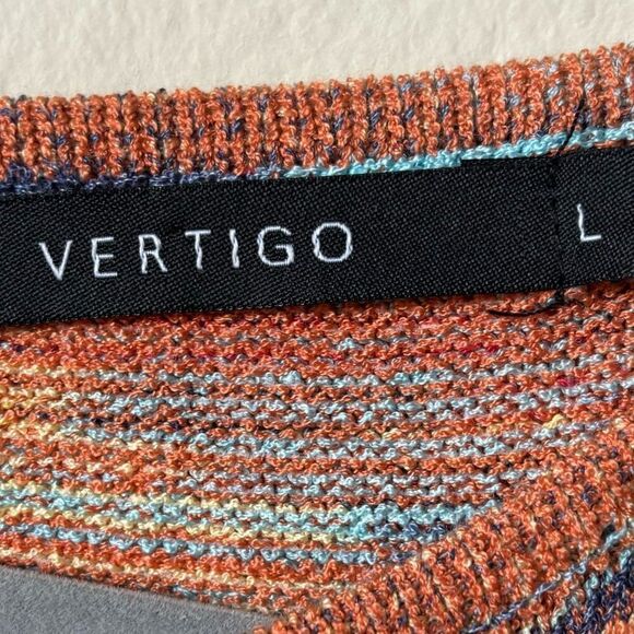 NWT Vertigo Knit Maxi Orange Pink Sweater Dress Bodycon Size L - Picture 11 of 11